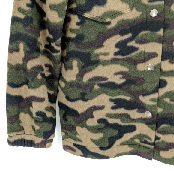 BP.‎ Cozy Fleece Jacket Sweater Snap Button Camo Top Extra Extra Small XXS - Picture 5 of 8